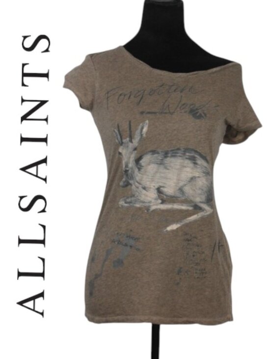 All Saints Tops - All Saints Brown Short Sleeve Graphic T-Shirt Size 10